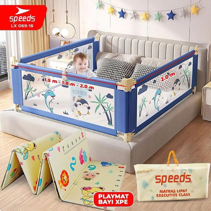 TERBARU! Speeds Pagar Pengaman Bayi Bedrail Pagar Bayi Pagar Tempat Tidur Bayi Baru Lahir 067-18