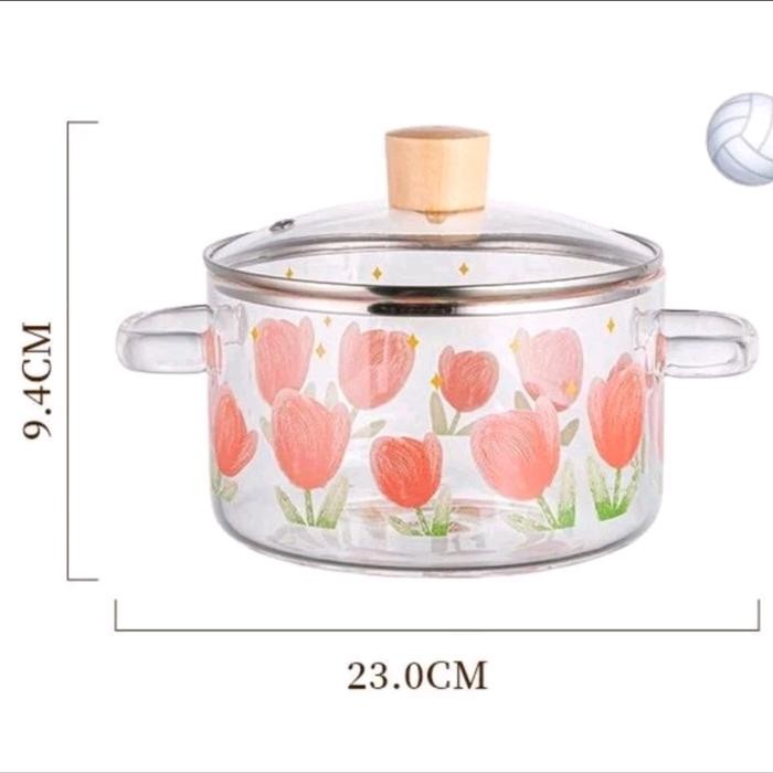 Panci Kaca Tahan Panas / Panci Motif Kaca Borosilicate Anti Api #Gratisongkir