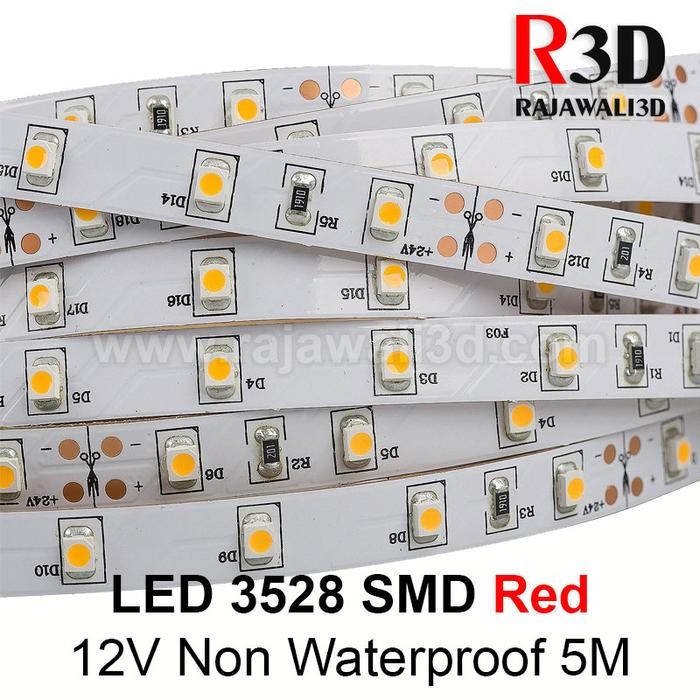 

Led Strip Lights SMD 3528 Red 16.4 Ft (5M) 300leds 60leds/m White Flexible Tape Lighting Non Waterproof