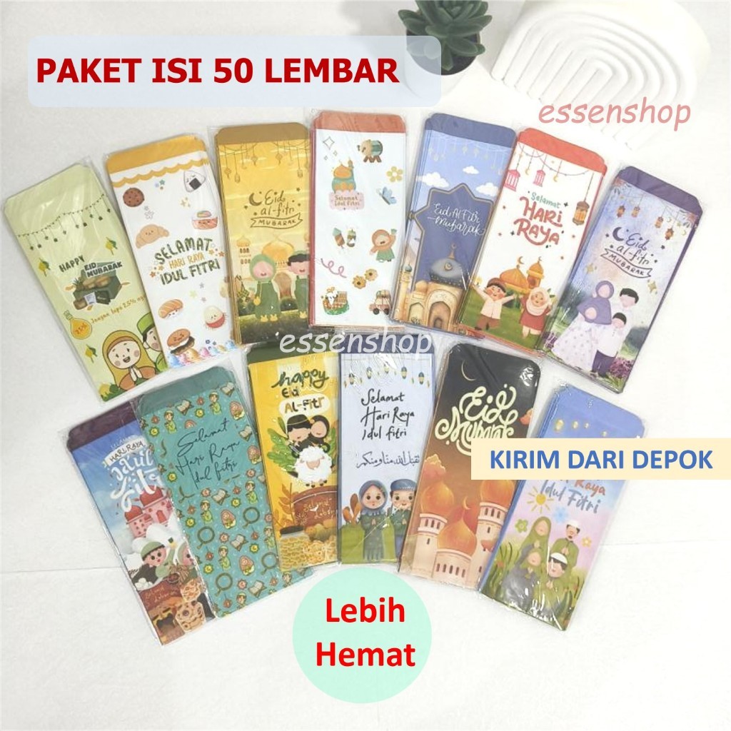 

Amplop lebaran panjang aesthetic unik 2025 isi 50 lembar lebih hemat uang tidak dilipat WE!!