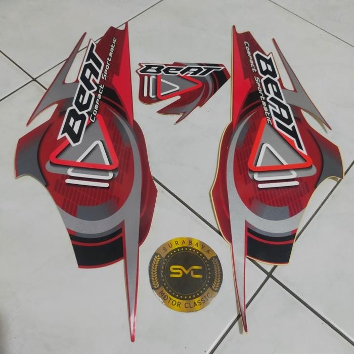 STRIPING STICKER BODY BEAT KARBU OLD 2010 MERAH ORIGINAL