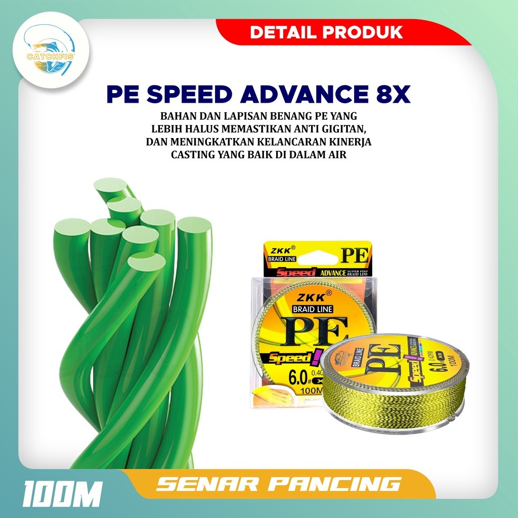 CatchFIS - Tali Pancing PE ZKK 100m Senar Pancing PE Super ided Line Japan Fishing Line Nylon PE