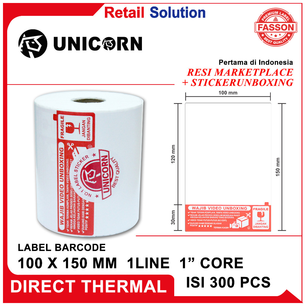 

Stiker Label AWB Resi Alamat Wajib Unboxing Fragile Thermal A6 100x150 @300