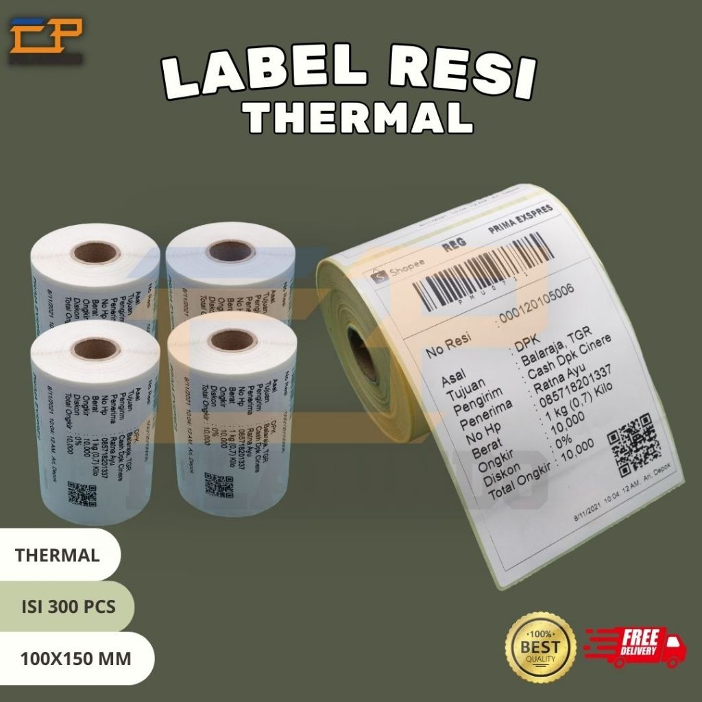 

LABEL RESI THERMAL / STIKER BARCODE LABEL THERMAL EKSPEDISI 100 X 150 MM