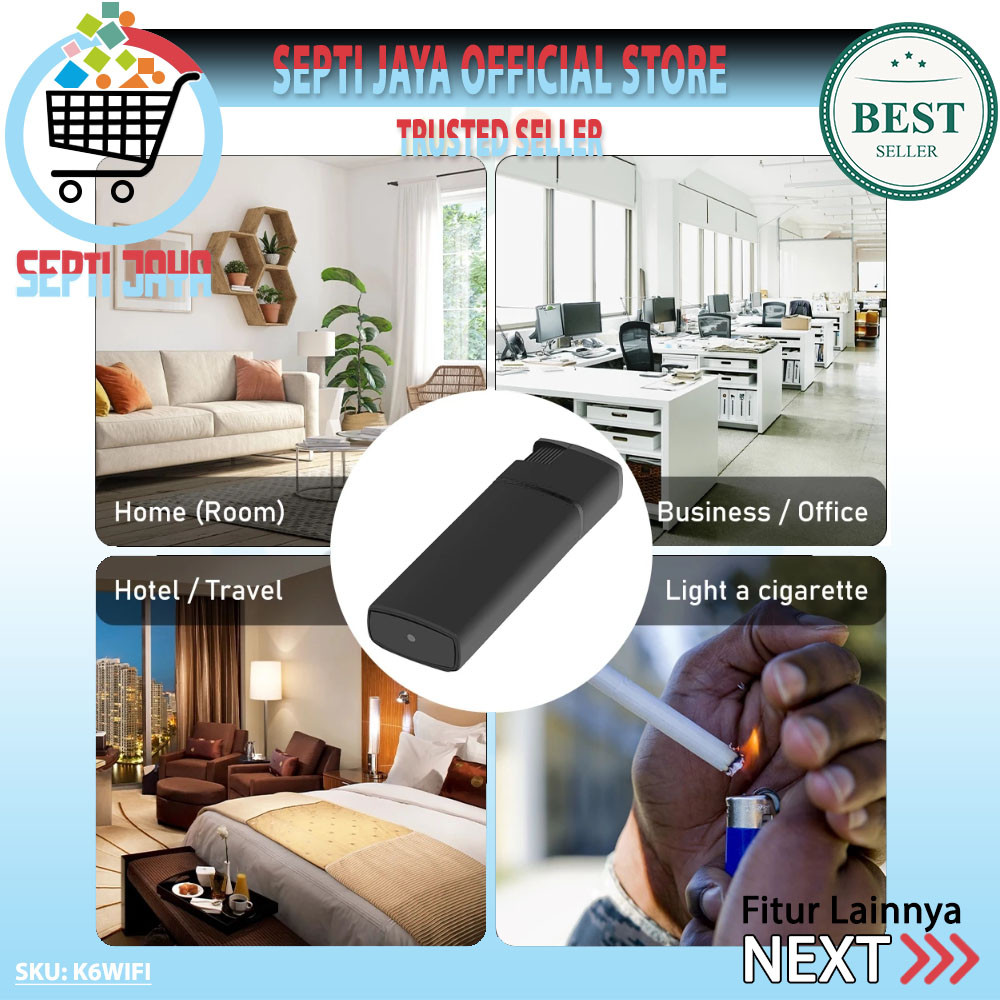 Spy Cam K6 WiFi Kamera Korek Api Elektrik 1080P 4K Kamera Pengintai Mini Tersembunyi Keamanan Camera