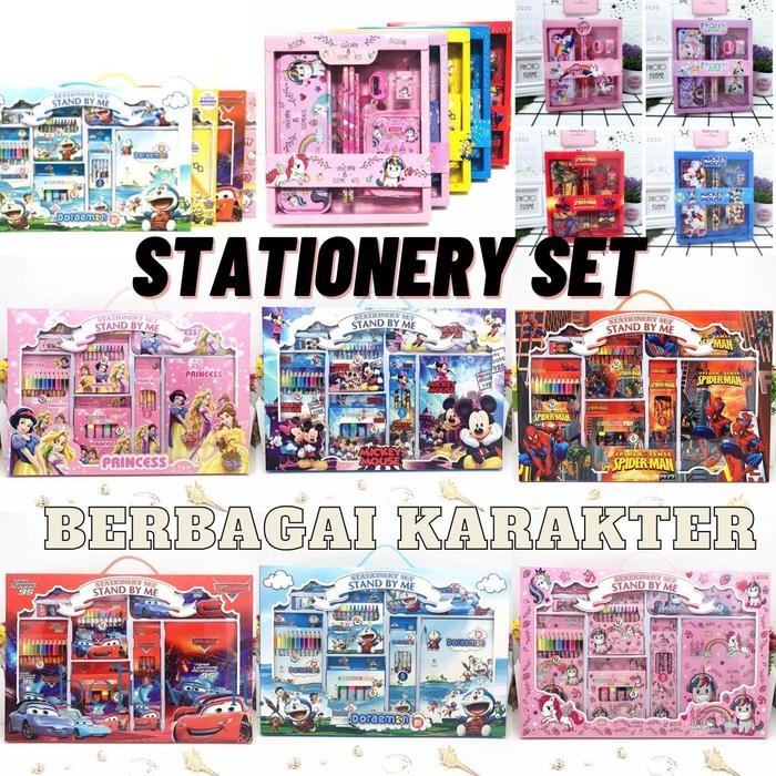 

Paket Alat Tulis Anak Stationery Set Sekolah Karakter Spiderman Frozen Unicorn MCqueen Metal Pensil