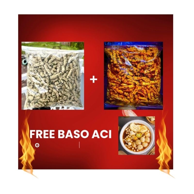 

Basreng MIX 500 gram pedas daun jeruk & original FREE BASO ACI WE!!