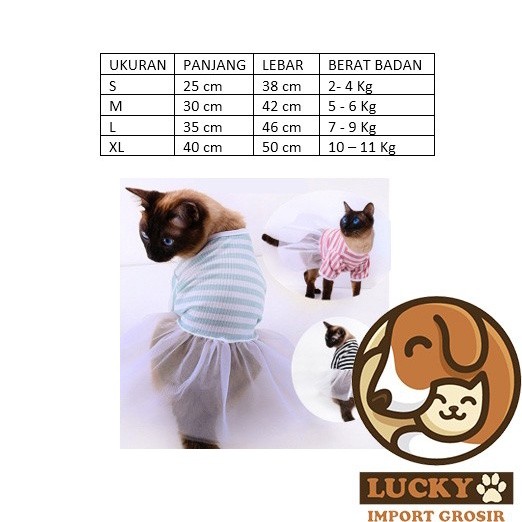 Baju Dress Kucing Betina Dewasa Lucu /Dress Anjing Kecil Besar Poodle Pom