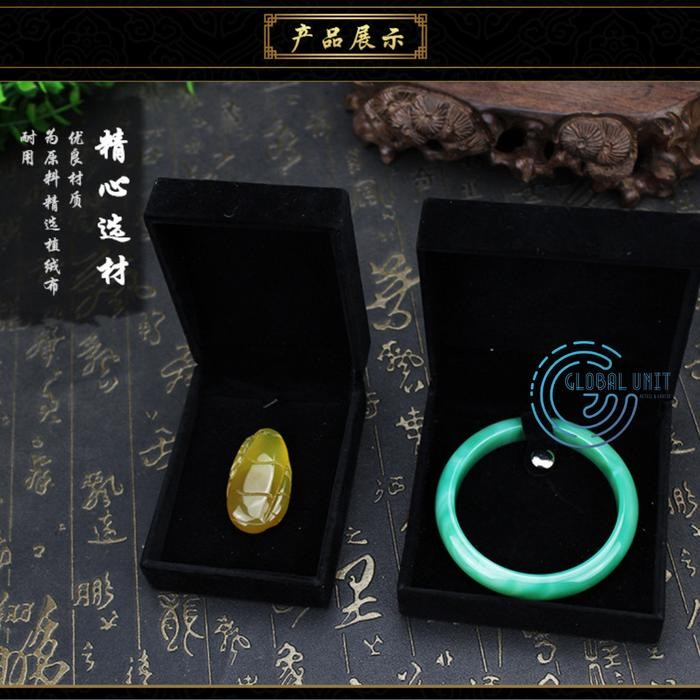 Kotak Perhiasan Kayu Beludru Kalung Gelang Cincin Giok - Jewelry Box