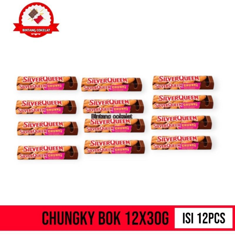 

chungky box isi 12 x 26g silverqueen almond Chocolate Cokelat Food Snack Coklat Cemilan WE!!