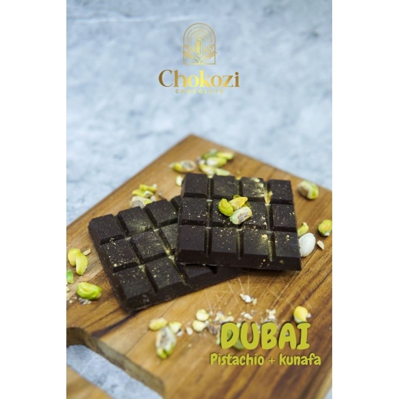 

CHOKOZI CHOCOLATE DUBAI SIGNATURE - PISTACHIO KUNAFA - 70 GRAM - MILK COUVERTURE WE!!