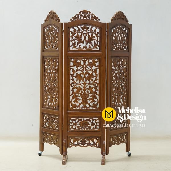 Penyekat Ruangan Ukiran Jepara, Pembatas Ruangan, Sketsel Lipat