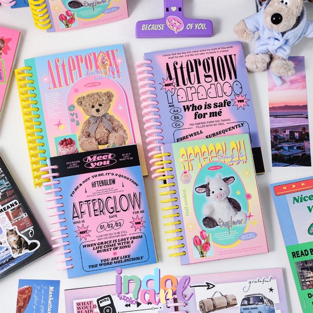 

(IAS) B6 A6 Binder Coil Buku Catatan Notebook Mini Note Book Meet You Afterglow Colourful