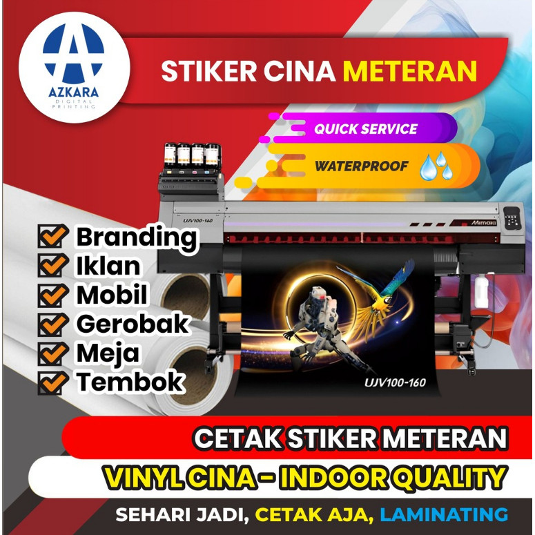 

Cetak Sticker Vinyl Cina Meteran Mimaki / Cetak Cina Cepat Sehari jadi dan murah