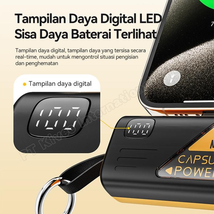 Kivee Powerbank Mini Portabel Power Bank Lightning Fast Charging 5000Mah Desain Dua Warna Original