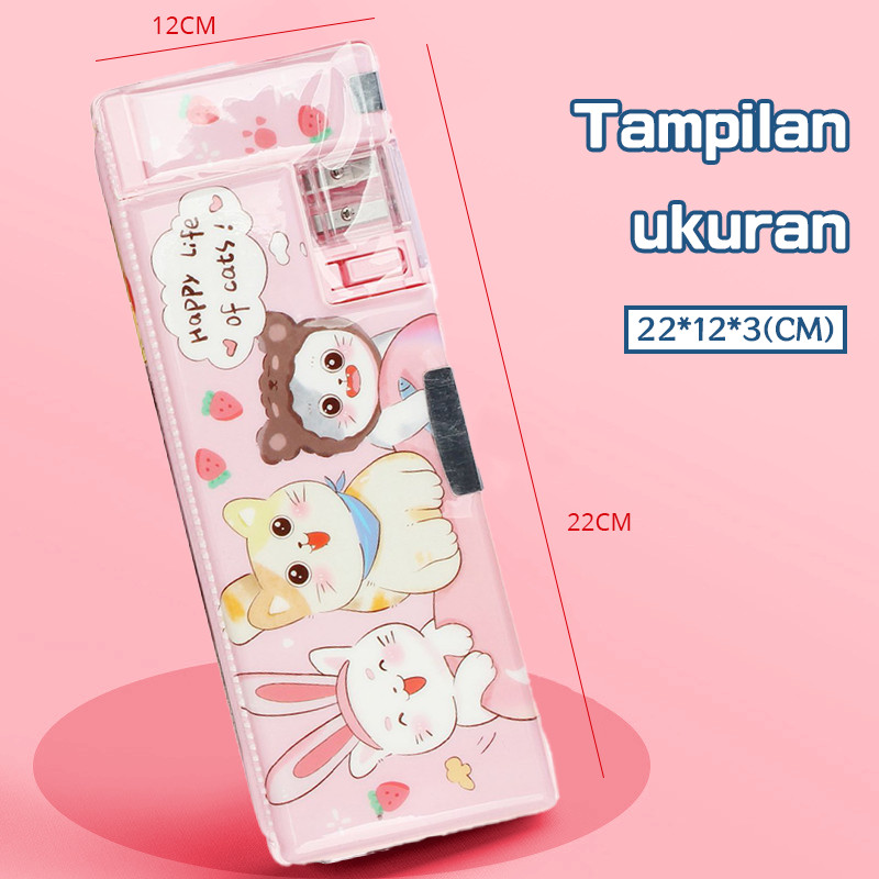 

Matougui Kotak Pensil Anak Sekolah Pola Kartun Lapisan Ganda Tunggal dengan Rautan Multifungsi Pola