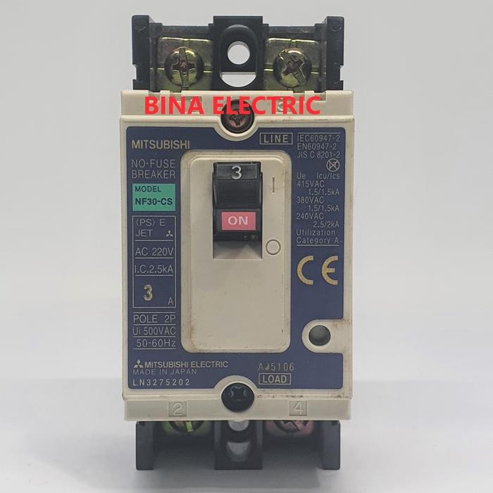 Mccb Mitsubishi Nf30-Cs 2P 3A 220V 2.5Ka / Nfb Mitsubishi Nf30-Cs 3A