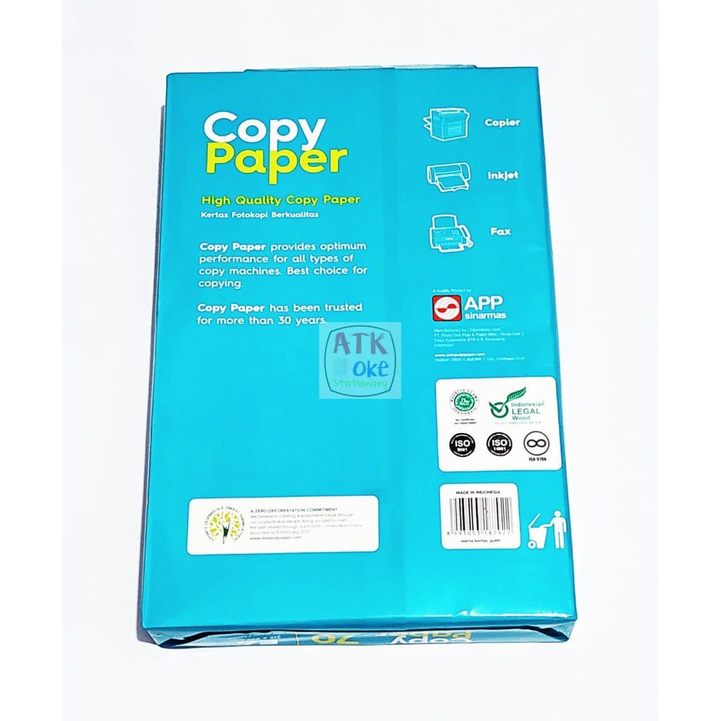 

Copy Paper Kertas HVS F4 75gsm Tebal Tahan Lama