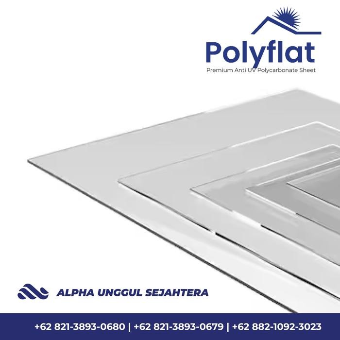 Atap Polycarbonate Polyflat/ Poly flat Tbl 1.2mm Atap Polycarbonate- Solartuff Solid - Solarflat per