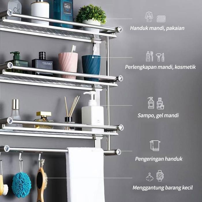 Rak Handuk Gantungan Dinding Stainless Steel Rak Dinding Rak Bumbu Dapur Stainless Steel Rak Handuk