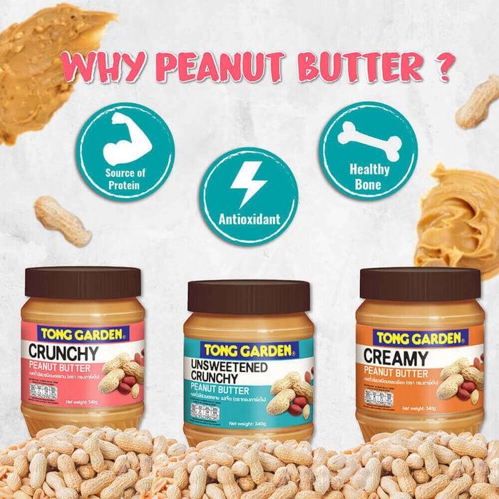 

JTTOP" 2 PCS - TONG GARDEN 340G UNSWEETENED CRUNCHY PEANUT BUTTER