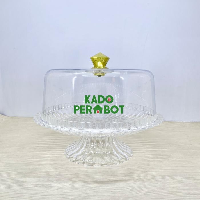 New ` tempat kue golden lemon - wadah saji bolu - piring bolu tutup cantik