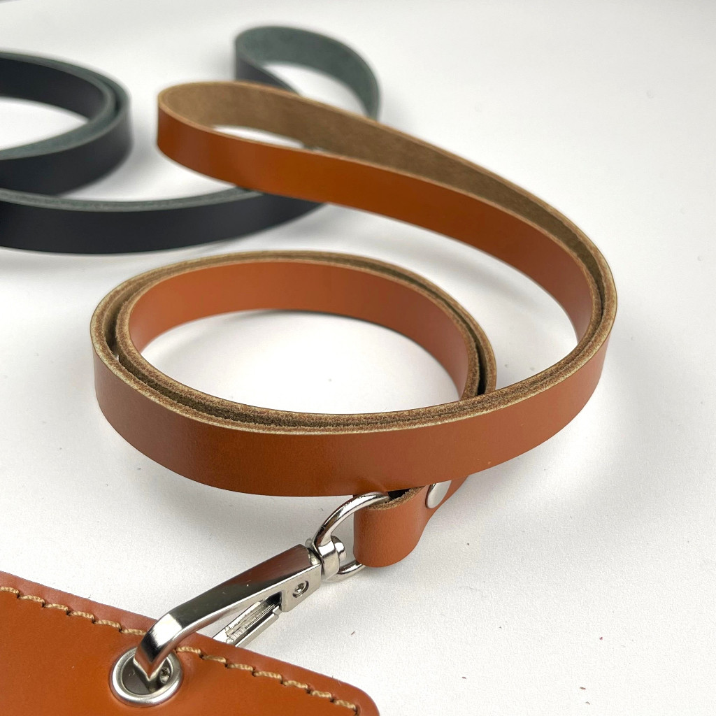 

Gantungan ID Card Kulit Asli - Dompet Id Card Holder Tali Lanyard Name Tag