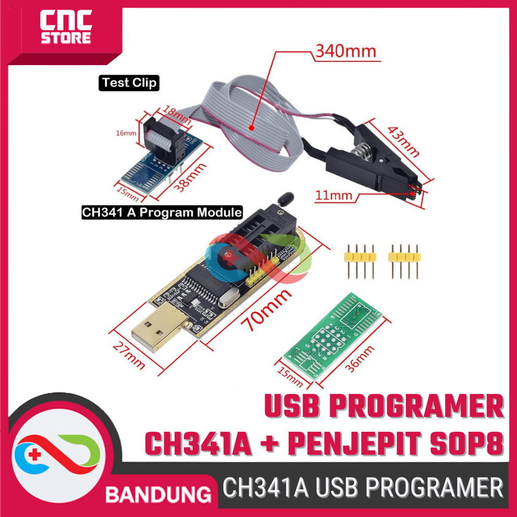 USB Programmer IC EEPROM CH341A Plus Penjepit SOP8 Flash BIOS Downloader