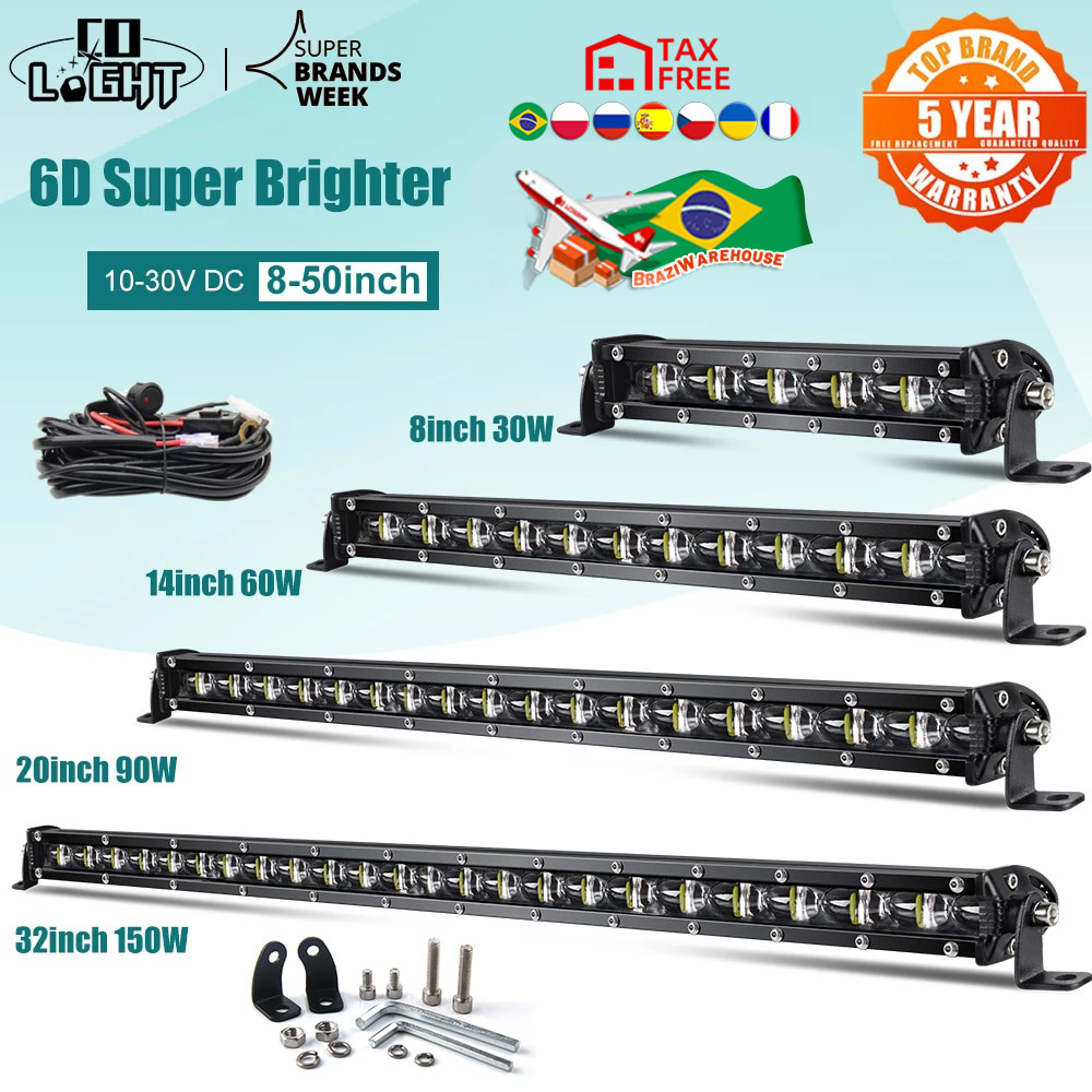 IMPORT CO LIGHT Super Bright LED Light Bar 6D 8-50inch Offroad Combo Led Bar for Lada Truck 4x4 SUV