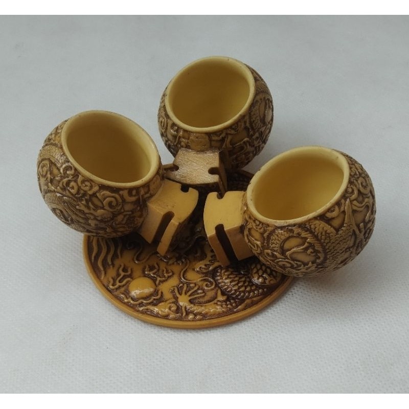 cepuk / mangkok tempat pakan minum sangkar burung pleci/konin/kolibri motif naga