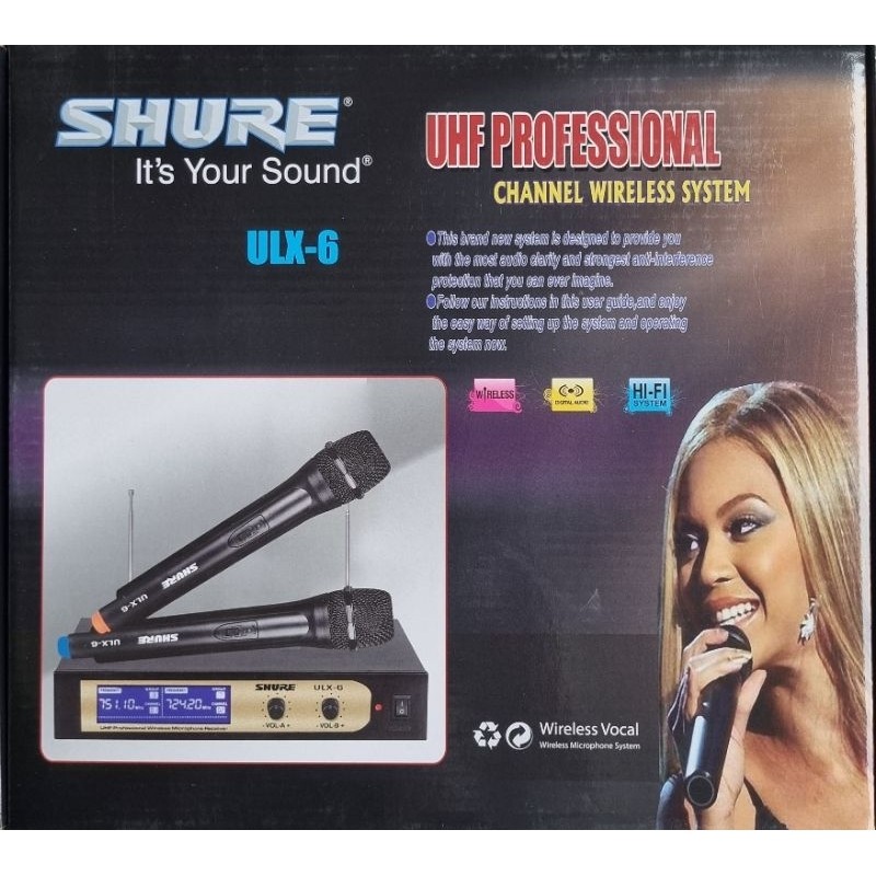 Mic Wireless UHF Sony Aiwa Shure Mic Handheld