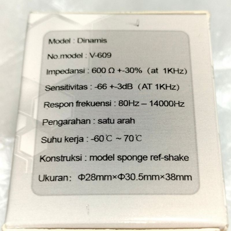 Spool Mic Acoustic V609 V 609 Spul Mik Sensitif Vocal Kabel Dan Wireless