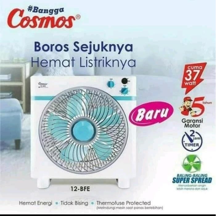 Cosmos 12BFE-Ony Kipas Angin Box Fan Timer & Tempat Obat Nyamuk