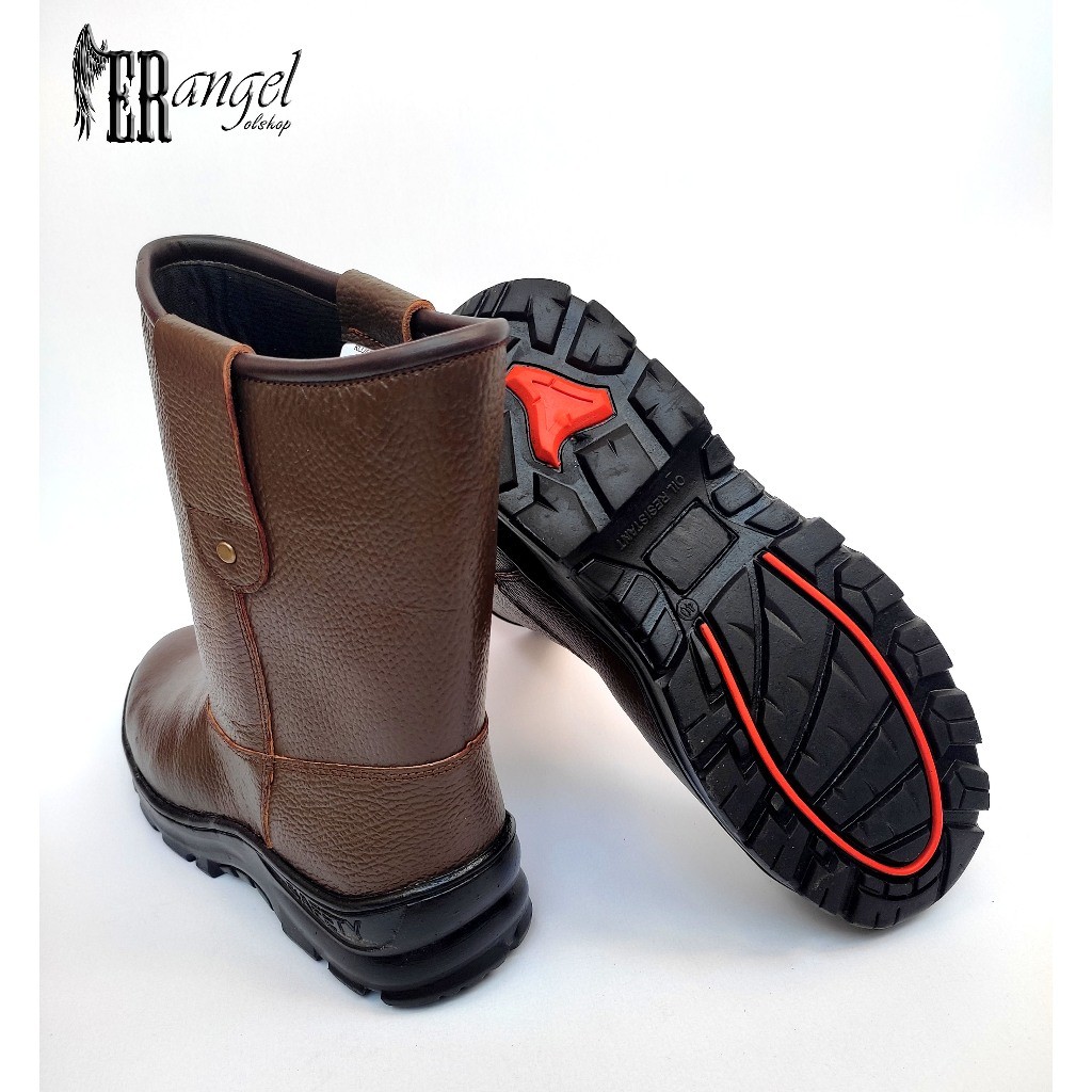Bergaransi Sepatu Safety Proyek Kulit Asli Ref Kruser Texas Brown