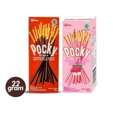 

Glico Pocky Chocolate 220 gr (10 x 21 gr) / Strawberry Flavour 210 gr (10 x 21 gr) / Cookies & Cream