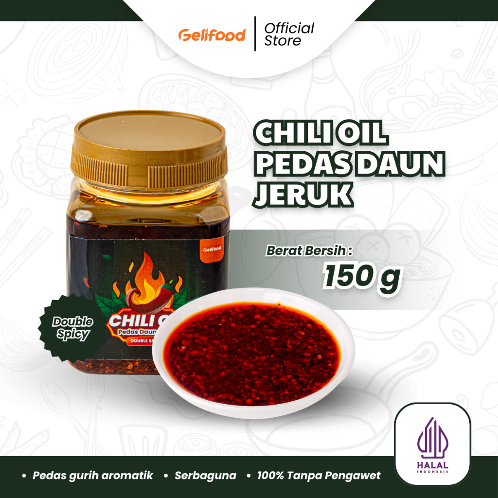 

Gelifood - Chilli Oil Daun Jeruk Extra Pedas Sambal Serbaguna 100% Organik 150gr