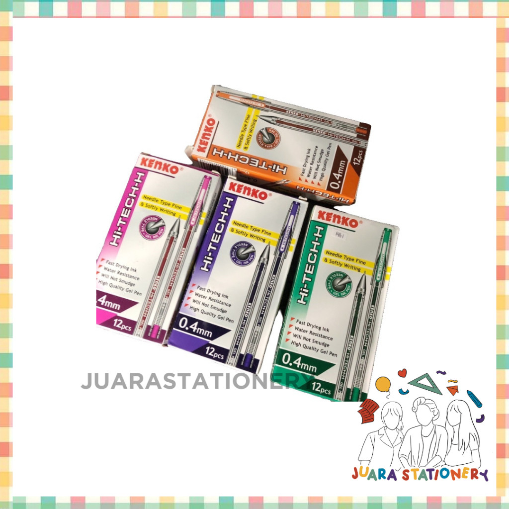 

(1 LUSIN 12PCS) Pulpen Hitech Kenko/Benefit/ Koala Pink Oren Ungu Hijau