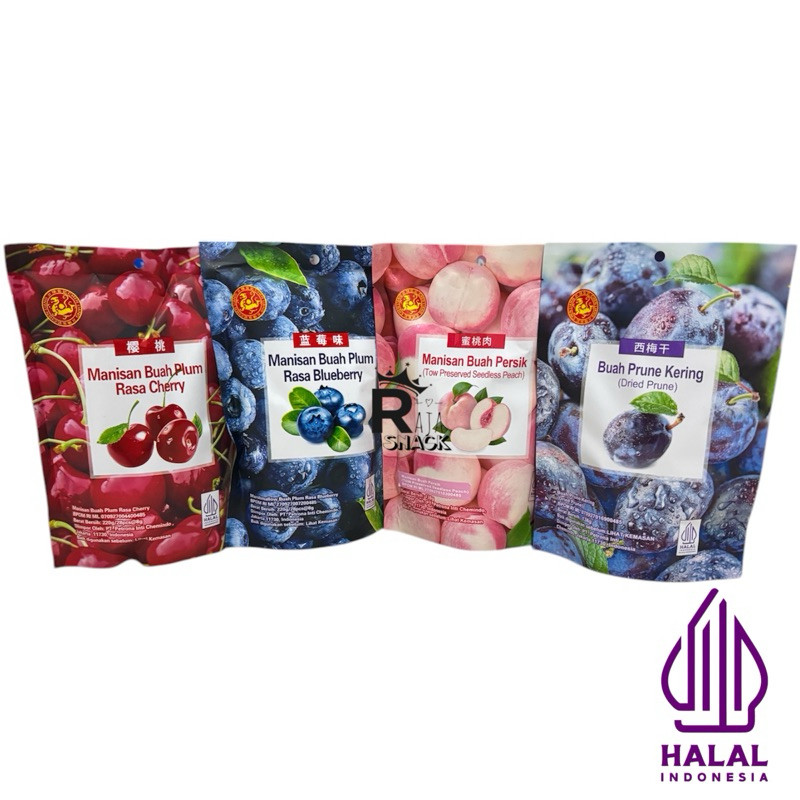 

CHEN LIANG JI MANISAN BUAH PLUM RASA CHERRY / BLUEBERRY 220GR MANISAN BUAH PERSIK / PRUNE KERING