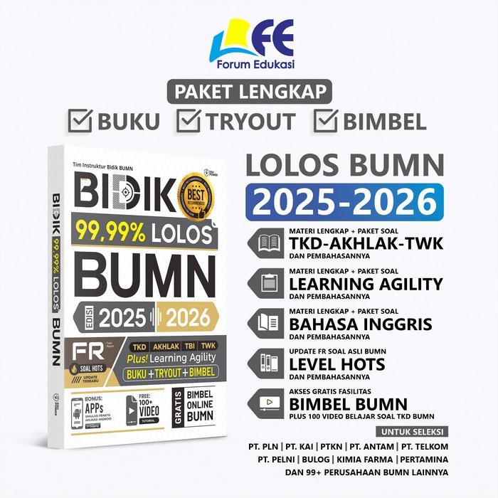 

BUKU BIDIK LOLOS BUMN 2025-2026 (AKHLAK TKD TBI TWK + Learning Agility) *