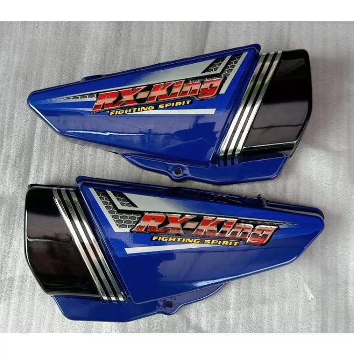 PREMIUM Cover box aki rx king 2004 - 2005 Biru lis crom