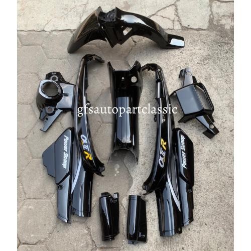 PREMIUM Cover Body Halus Yamaha Alfa Hitam Set Striping Abu-Abu Silver