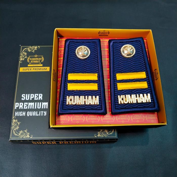 PREMIUM PANGKAT PDH KUMHAM 3B PEREKAT/VELCRO BORDIR MOTIF TIMBUL KEMENKUMHAM