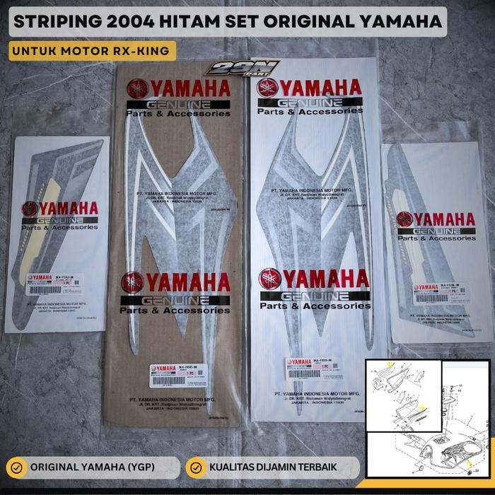 PREMIUM GRAPHIC LIST BODY STRIPING POLET RX KING 2004 HITAM BIRU SET ORIGINAL