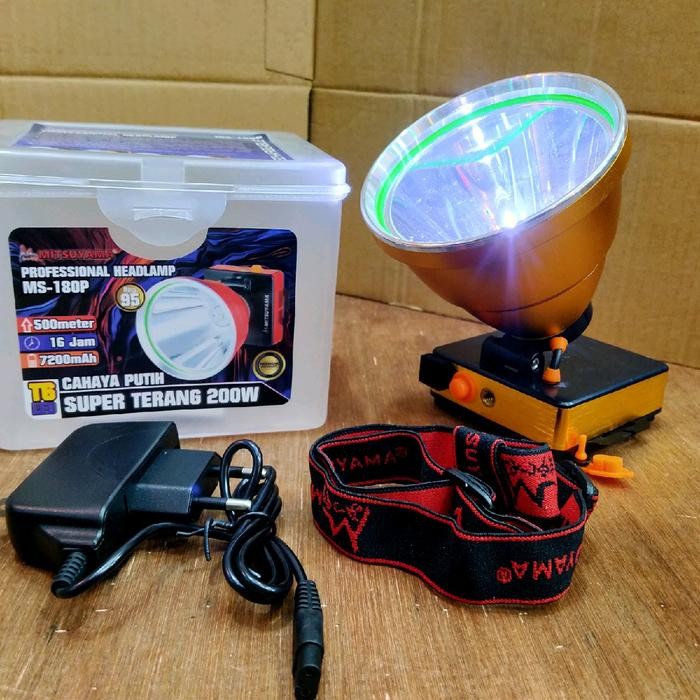 senter kepala 200 watt mitsuyama ms 180 cahaya putih