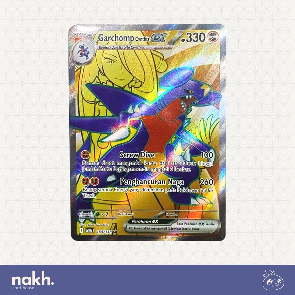 Kartu Pokemon TCG Indonesia Kehadiran Juara sv10s 164/138 Garchomp Cynthia ex SR