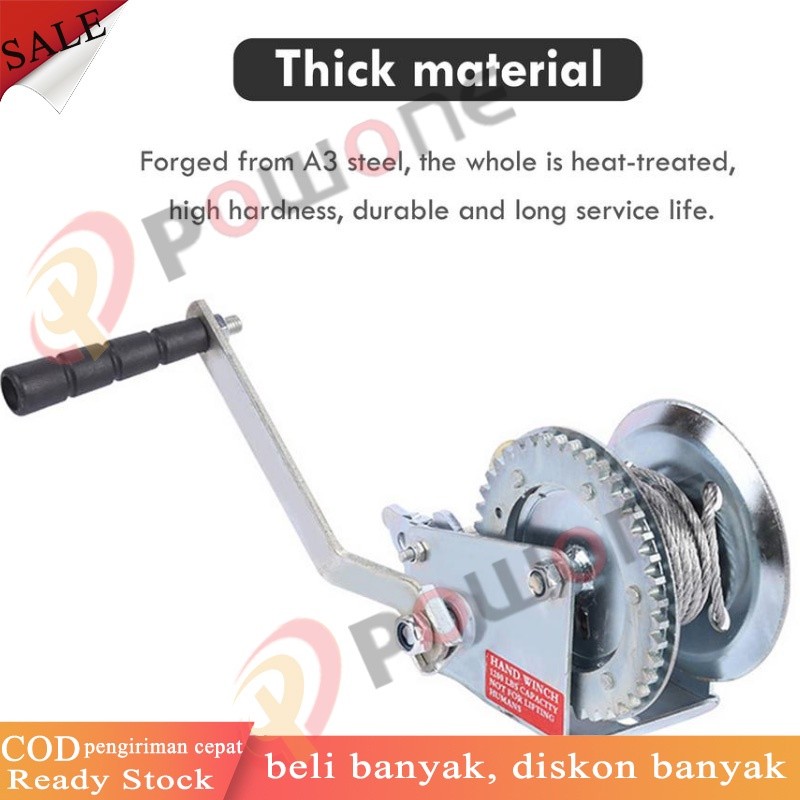 POWONE Wire Rope Hand Winch Kualitas Tinggi Hand WinchHand Winch / Boat Winch / Katrol Manual