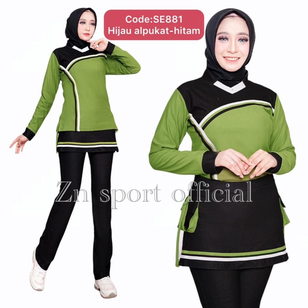 Baju Training Set Zipper Senam Ibuibu Pakean Yoga Gym Fitness Murah One Set Seragam Ibu2 Terbaru 202