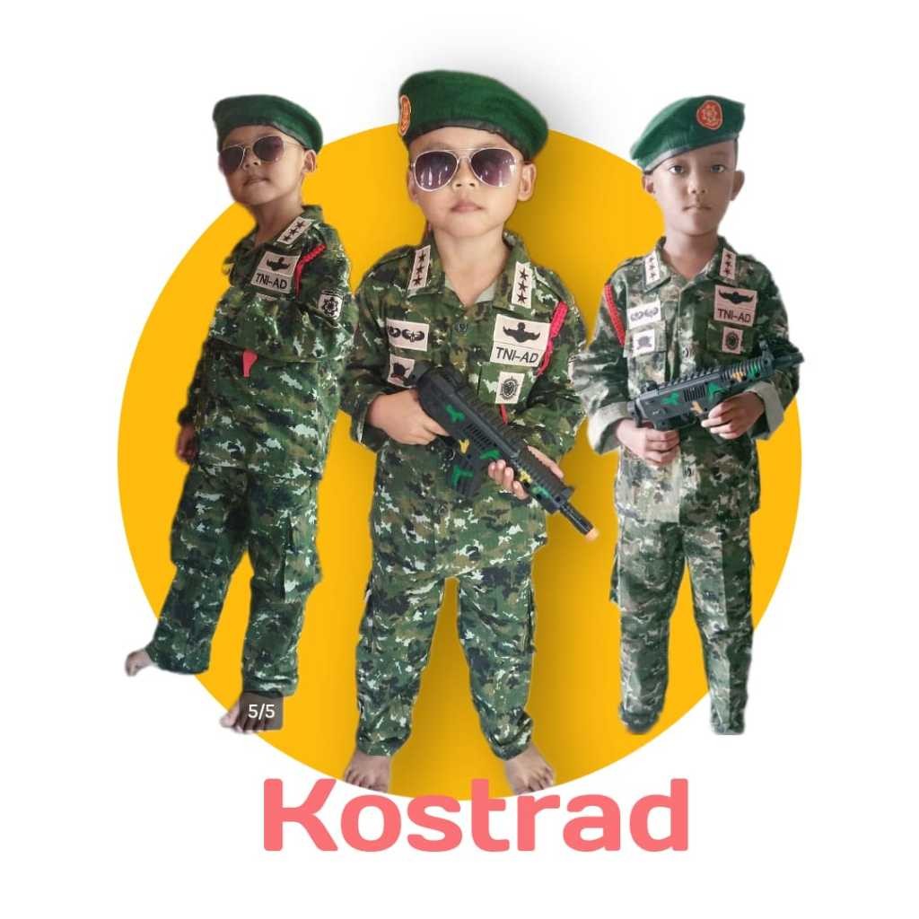 RB223 Loreng kostrad TNI AD anak Baju Loreng TNI Kostrad anak Kostum TNI Kostrad anak
