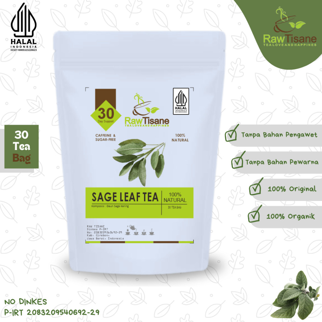 

RAW TISANE Sage Leaf Tea : Teh Celup Daun Sage Isi 30 Tea Bag