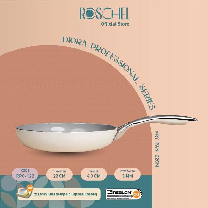 Roschel Diora Ceramic Pan Panci Frypan Greblon Anti Lengket
